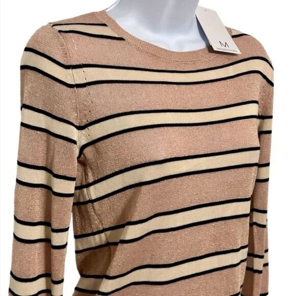 Magaschoni Metallic Striped Lightweight Long Sleeve Pullover Sweater (NWT) - Picture 2 of 7